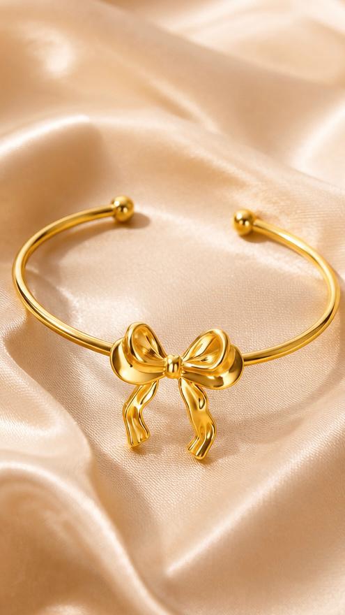 Golden Bow Grace Cuff Bracelet