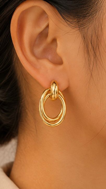Gold Double Twist Loop Earrings