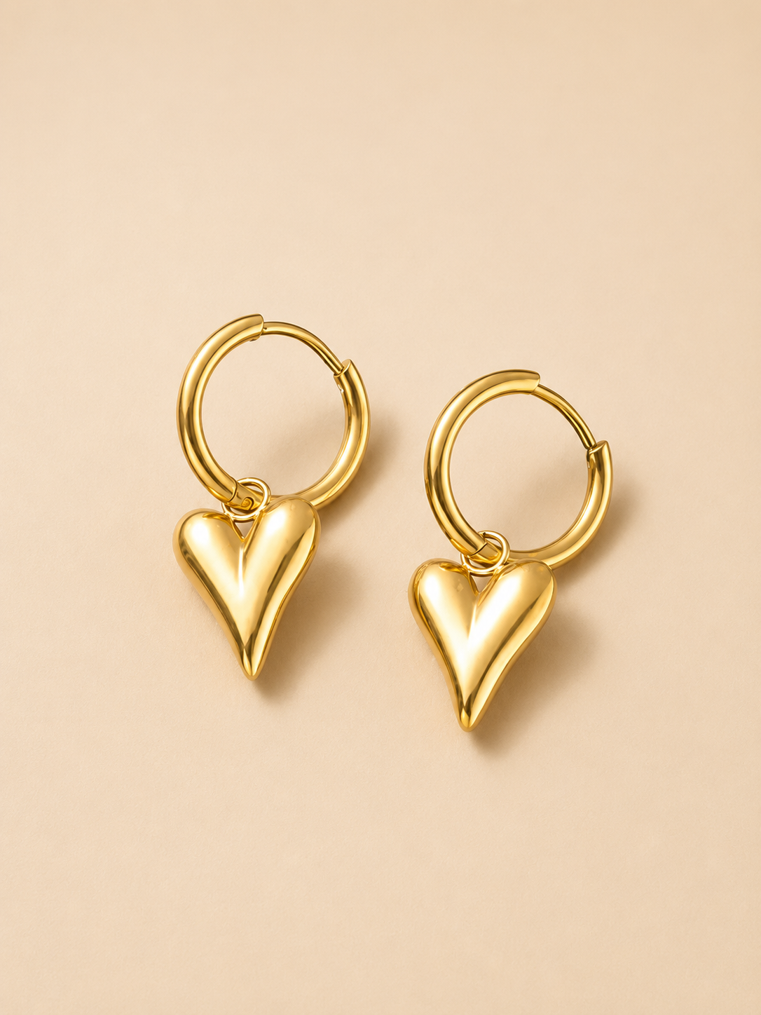 Golden Heart Hoop Earrings