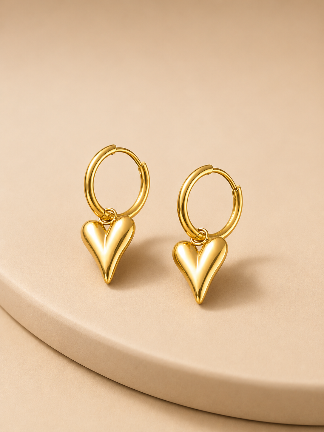 Golden Heart Hoop Earrings