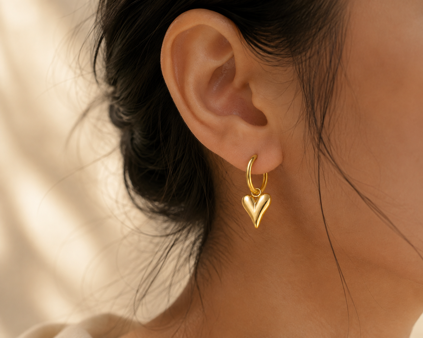 Golden Heart Hoop Earrings