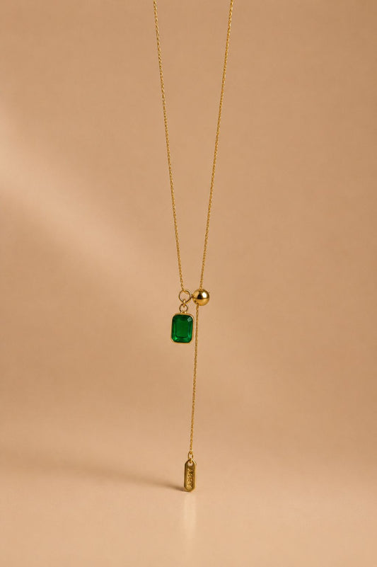 Emerald Front-Adjustable Lariat Necklace
