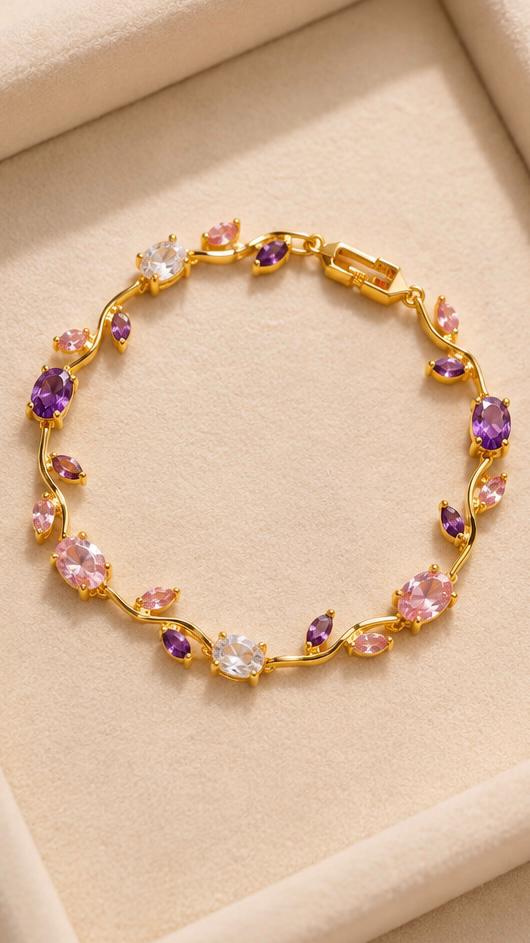 Tulip Crystal Vine Bracelet - PURPLE