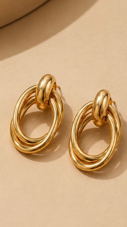 Gold Double Twist Loop Earrings