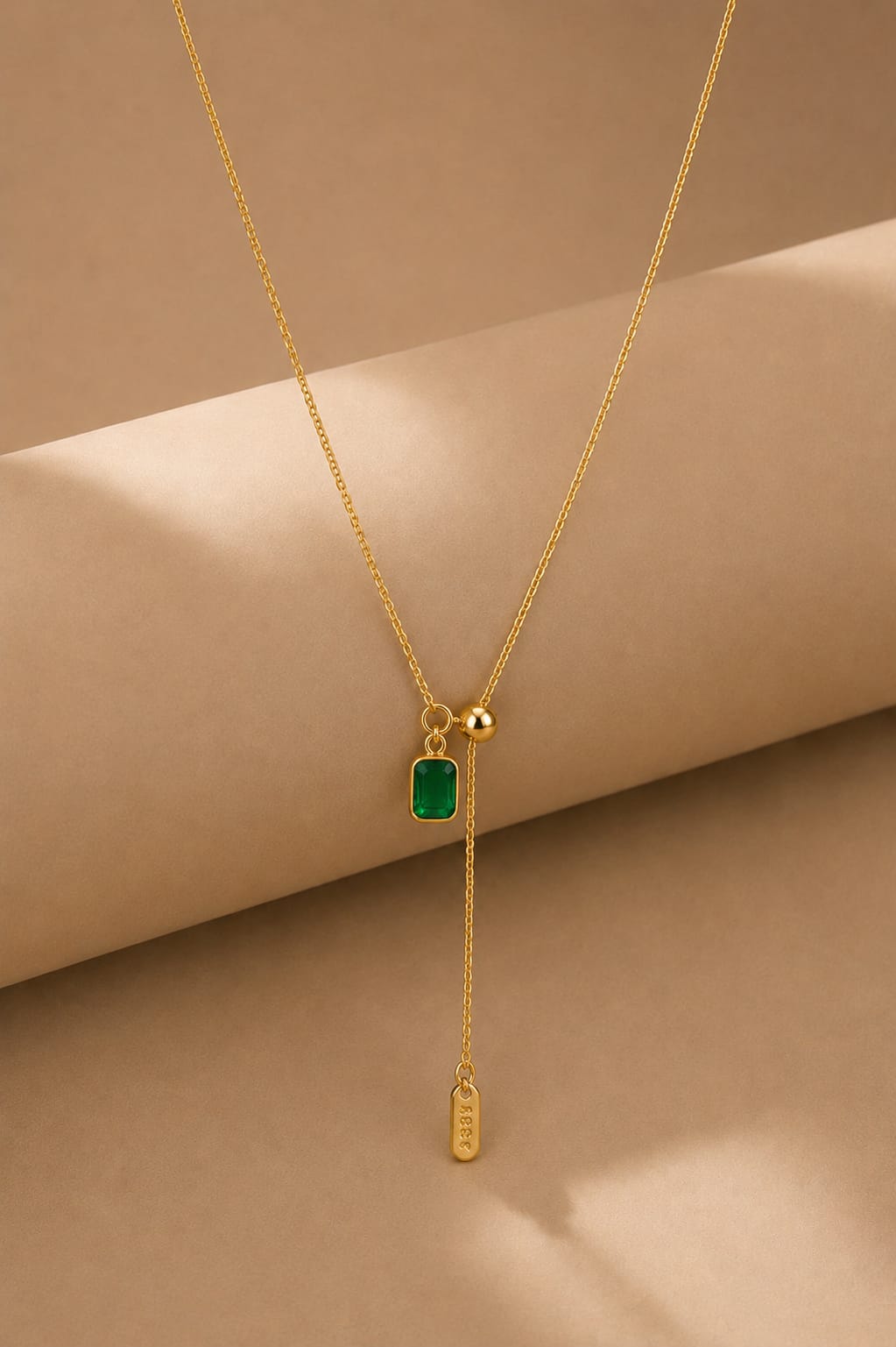 Emerald Front-Adjustable Lariat Necklace