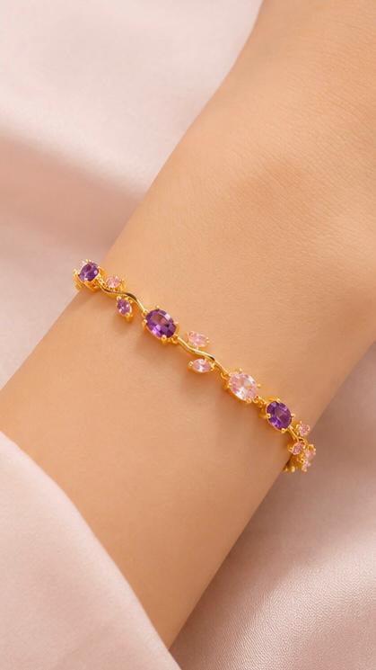 Tulip Crystal Vine Bracelet - PURPLE