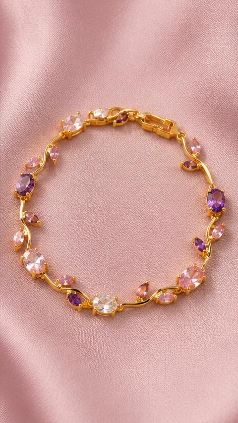 Tulip Crystal Vine Bracelet - PURPLE
