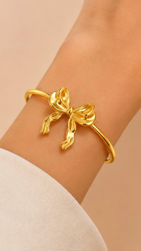 Golden Bow Grace Cuff Bracelet