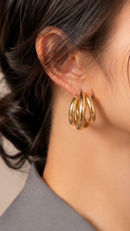 Triple Layer Quirky Hoop Earrings