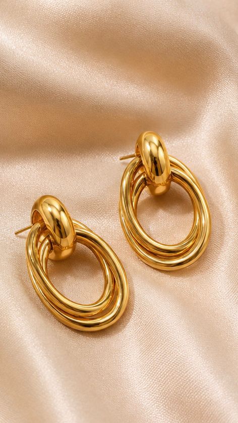 Gold Double Twist Loop Earrings