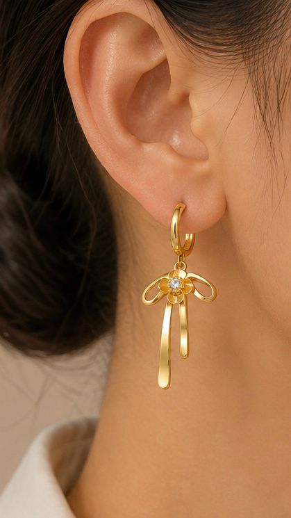 Aurelia Ribbon Bloom Hoop Earrings