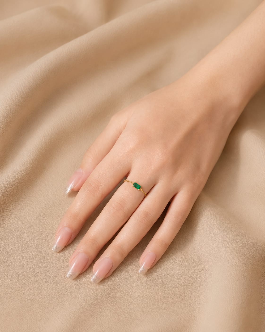 Emerald Green Self-Love Chain Ring